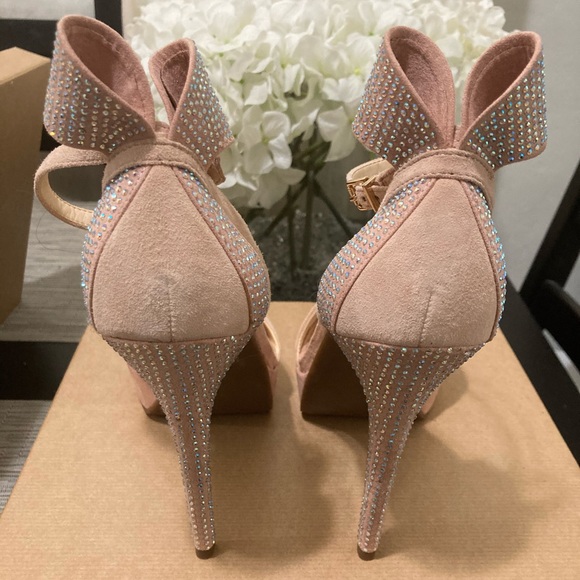Nude, platform heels with rhinestone accents - Picture 3 of 3